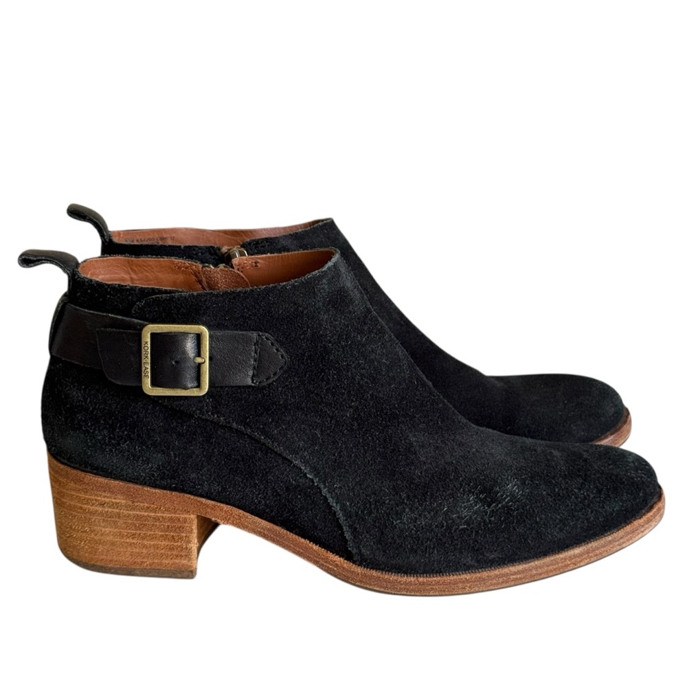 Kork-Ease Mesa Black Suede Block Heel Ankle Boot 9.5